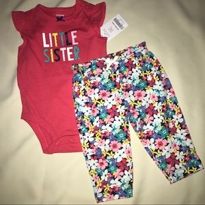 Carters little sister pant set size 3 months NWT